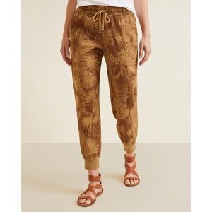 Garnet Hill Salt-Washed Chino‎ Joggers Beachwood Palm Brown Size Small